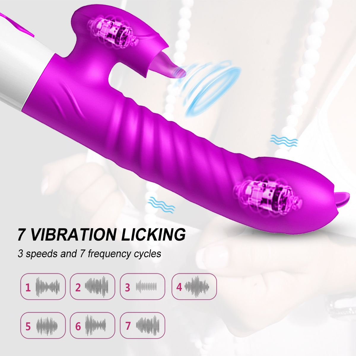 Double Tongue Vibrator Telescopic Rotating Dildo