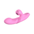 Thrusting Dildo Rabbit Vibrator, Clit Sucking Handsfree Stimulator, Color Pink