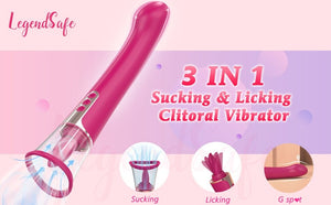 3 in 1 Clitoral Licking Sucking Sex Toy for Women G Spot Dildo Vibrator Tongue