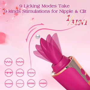 3 in 1 Clitoral Licking Sucking Sex Toy for Women G Spot Dildo Vibrator Tongue