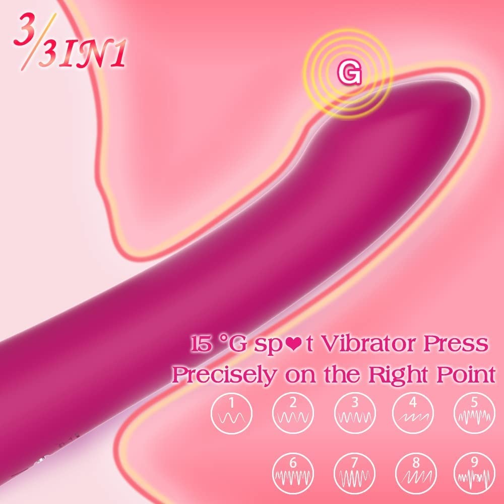 3 in 1 Clitoral Licking Sucking Sex Toy for Women G Spot Dildo Vibrator Tongue