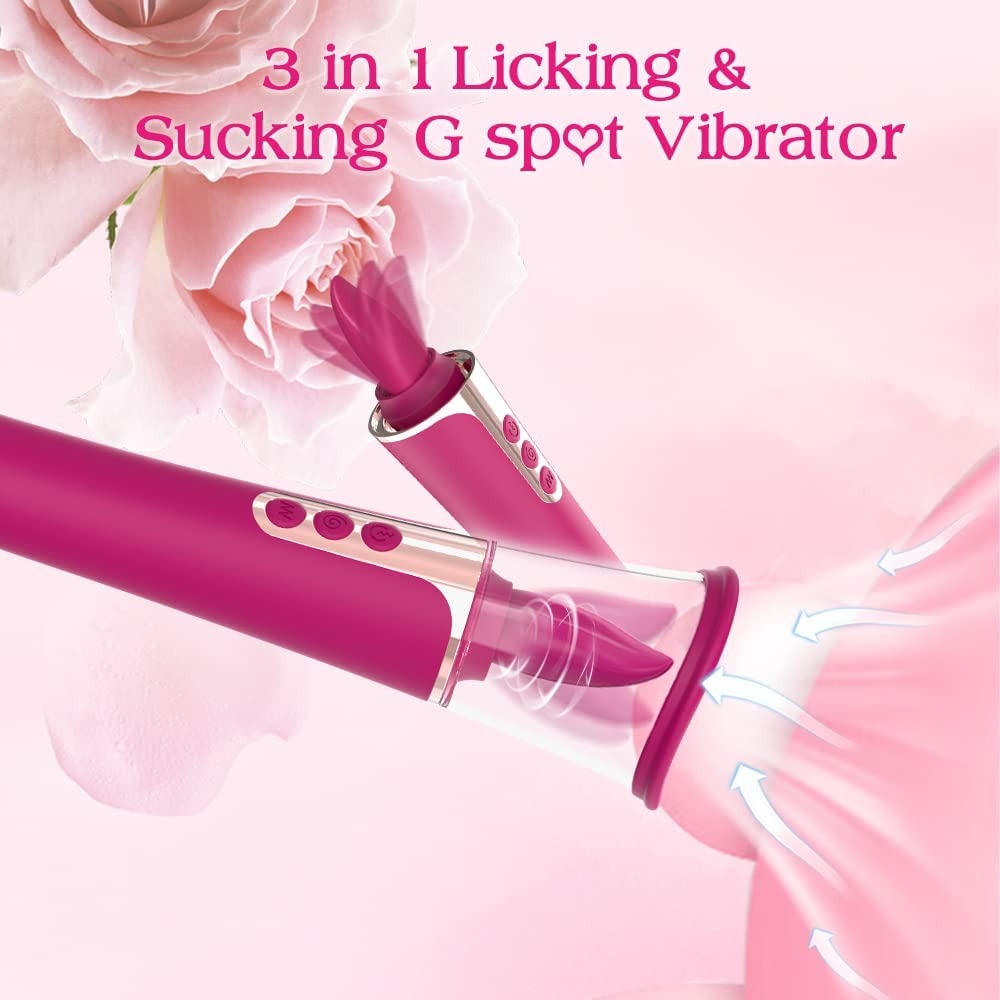 3 in 1 Clitoral Licking Sucking Sex Toy for Women G Spot Dildo Vibrator Tongue