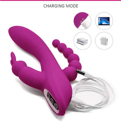 Rabbit Vibrator & Anal Beads Butt Plug, Clit Massager with G-Spot Dild Kemelia Rabbit Vibrator & Anal Beads Butt Plug, Clit Massager with G-Spot Dild Kemelia