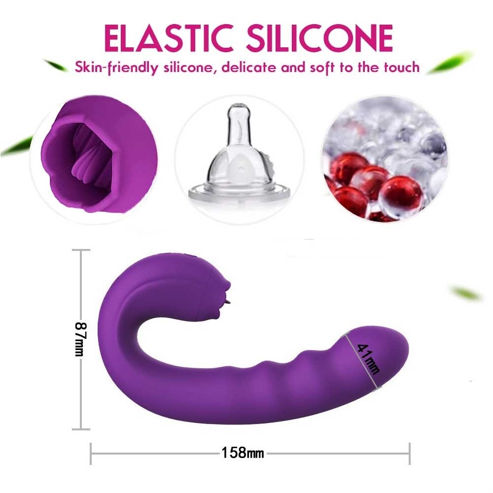 360° Rotating Rabbit Vibrator, Clit Licking G-Spot Stimulator, Nipples Massager