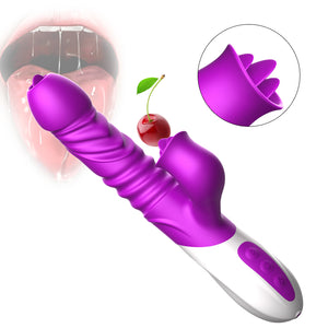 Clit Licking & Thrusting Rabbit Vibrator, Realistic Tongue Dildo, G-Sp Kemelia Clit Licking & Thrusting Rabbit Vibrator, Realistic Tongue Dildo, G-Sp Kemelia