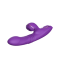 Thrusting Dildo Rabbit Vibrator, Clit Sucking Handsfree Stimulator, Color Purple