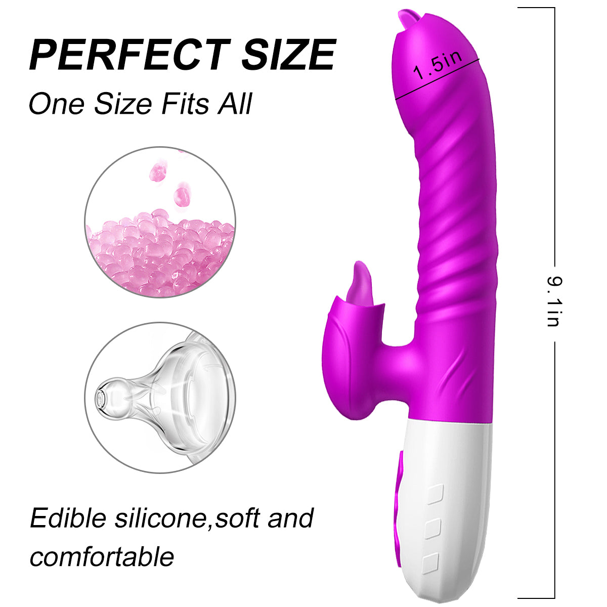 Double Tongue Vibrator Telescopic Rotating Dildo