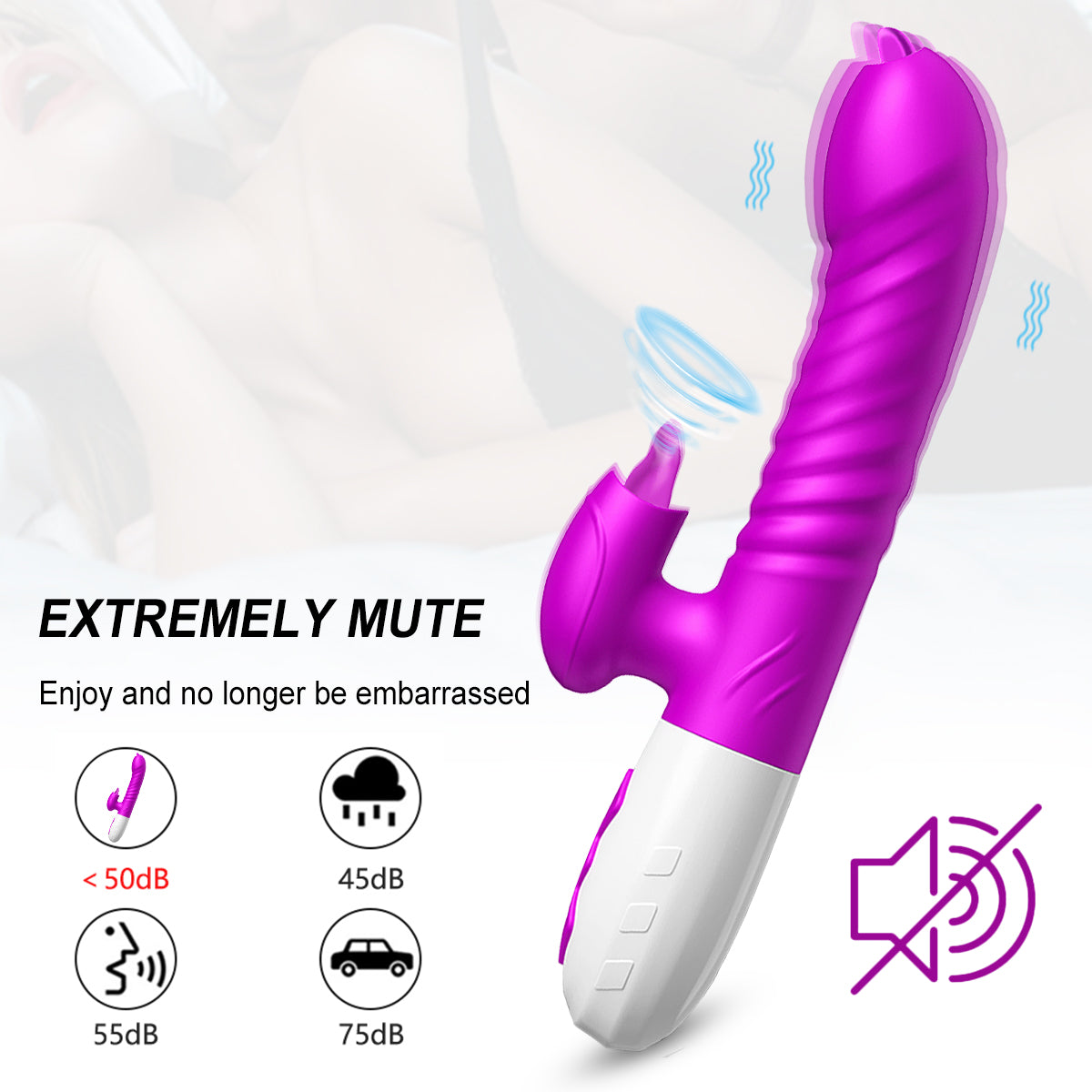 Double Tongue Vibrator Telescopic Rotating Dildo