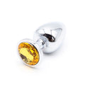 Jeweled Metal Anal Plugs, Stainless Butt Plug Trainer for Beginners, Color Yellow