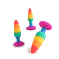 Rainbow Anal Plugs with Suction Cup, Round Tapered Butt Toys, BDSM Beginners Friendly