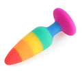 Rainbow Anal Plugs with Suction Cup, Round Tapered Butt Toys, BDSM Beginners Friendly