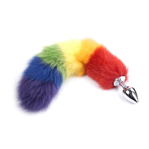 Colorful Fox tail Silicone & Metal Butt Plug Stopper Fetish Anal Insert Sex toys