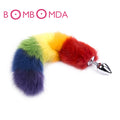 Colorful Fox tail Silicone & Metal Butt Plug Stopper Fetish Anal Insert Sex toys