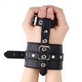 bondage kit - Black Leather Wrists Handcuffs