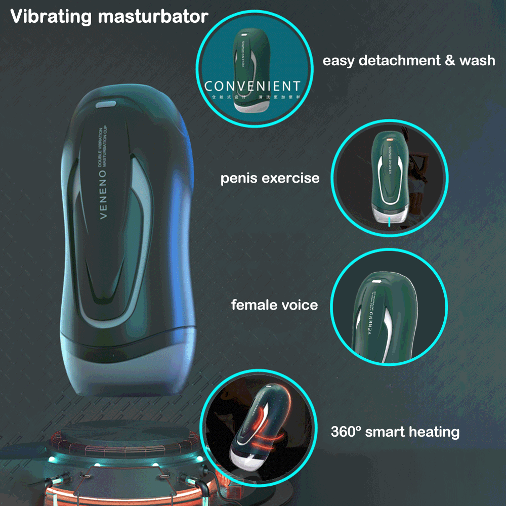 Real Voice 10 Frequency Vibration Heating Masturbation Male Sex Toy