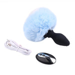 Load image into Gallery viewer, Bunny Tail Vibrating Anal Plug, Remote Sex Toy for BDSM Animal Plays
