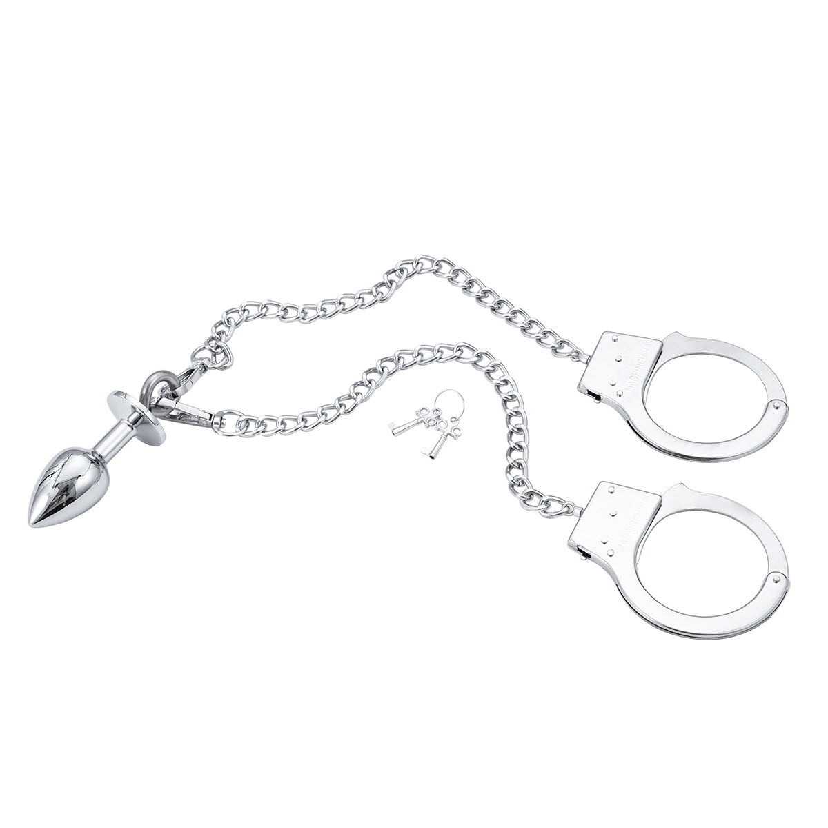 Anal Plug with Handcuffs - Iron Chain Intimate Toys for BDSM