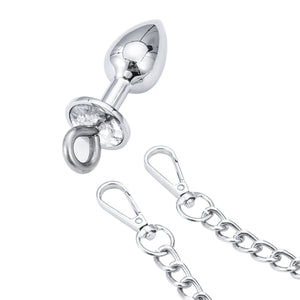 Anal Plug with Handcuffs - Iron Chain Intimate Toys for BDSM