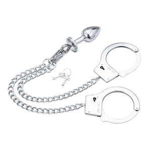 Anal Plug with Handcuffs - Iron Chain Intimate Toys for BDSM