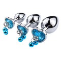 Stainless Jeweled Butt Plugs, Anal Plugs with Chain for Animal Plays