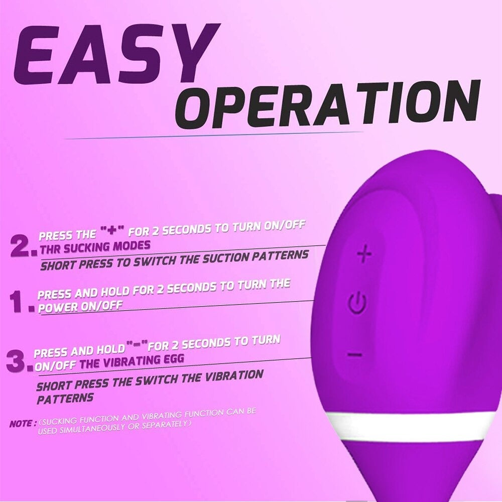 Clit Sucker Vagina Sucking Vibrator with Vibrating Egg 2 In 1 G-Spot Clitoris Stimulator